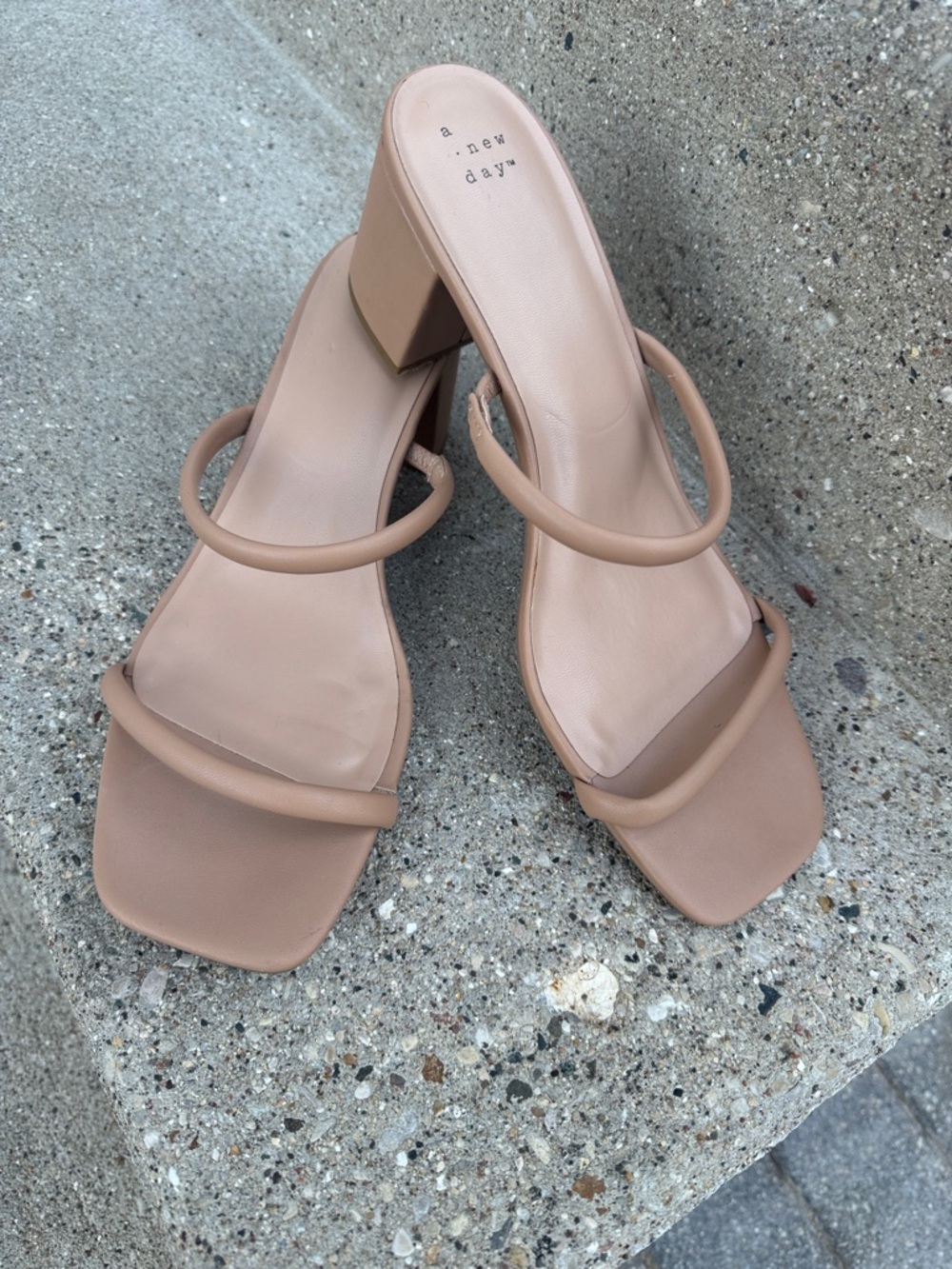 a new day Tan Strappy Block Heel Sandals
